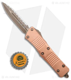 Microtech Signature Troodon D/E OTF Auto Bronze (2.9" Bronze Apocalyptic Serr) -Microtech Microtech Troodon DE Bronzed Apocalyptic Fully Serrated BHQ 144595 jr bottlecap