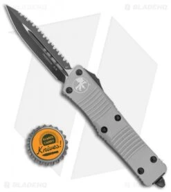 Microtech Troodon D/E OTF Automatic Knife Gray Titanium (3" Black Full Serr) -Microtech Microtech Troodon DE OTF Auto Gray Black Full Serr BHQ 134791 jr bottlecap