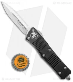 Microtech Troodon Dagger D/E OTF Automatic Knife (3" Satin Full Serr) 138-6 -Microtech Microtech Troodon DE OTF Auto Satin Full Serr 138 6 BHQ 5665 jr bottlecap