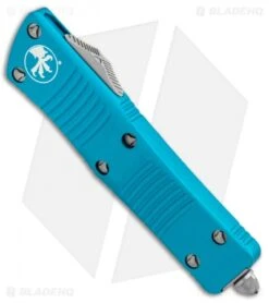 Microtech Troodon D/E OTF Automatic Knife Turquoise (3" Stonewash) -Microtech Microtech Troodon DE OTF Auto Turquoise SW 138 10TQ BHQ 93720 jr spine
