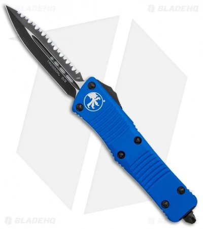 Microtech Blue Troodon D/E OTF Automatic Knife (3" Black Full Serr) 138-3BL 3 Microtech Blue Troodon D/E OTF Automatic Knife (3" Black Full Serr) 138-3BL