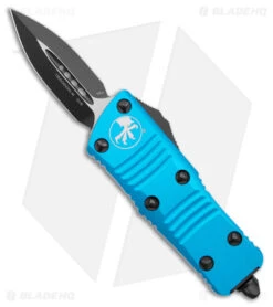 Microtech Troodon Mini D/E OTF Automatic Knife Turquoise (1.9" Black)