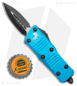 Microtech Troodon Mini D/E OTF Automatic Knife Turquoise (1.9" Black) -Microtech Microtech Troodon Mini DE OTF Auto Turquoise Black BHQ 176097 jr bottlecap