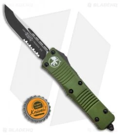 Microtech Troodon S/E OTF Automatic Knife OD Green (3" Black Serr) -Microtech Microtech Troodon OTF Auto OD Green Serr 139 2OD BHQ 72301 ns bottlecap