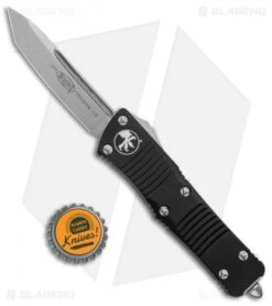 Microtech Troodon Tanto OTF Automatic Knife Black (3" Stonewash) 140-10 -Microtech Microtech Troodon TE SW Standard BHQ 135902 jr bottlecap
