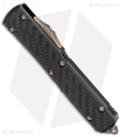 Microtech Ultratech D/E OTF Auto Knife Carbon Fiber (3.4" Bronze Apocalyptic) -Microtech Microtech UT DE OTF Auto CF Bronze BHQ 143146 jr spine