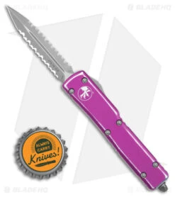 Microtech UTX-70 D/E OTF Auto Knife Distressed Violet (2.4" Apocalyptic Serr) -Microtech Microtech UTX 70 AK Distressed Violet Serr 2in BHQ 179334 td size