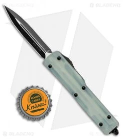 Microtech UTX-70 D/E OTF Automatic Knife Natural Jade G-10 (2.4" Black) -Microtech Microtech UTX 70 D E OTF Automatic Knife Natural G 10 Jade Black BHQ 104206 jr bottlecap
