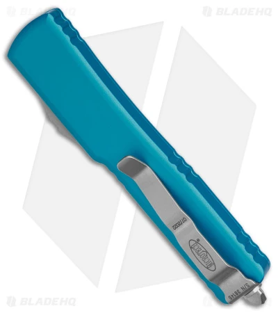 Microtech UTX-70 D/A OTF D/E Automatic Knife Turquoise (Stonewash Full Serr) 5 Microtech UTX-70 D/A OTF D/E Automatic Knife Turquoise (Stonewash Full Serr) - Image 3