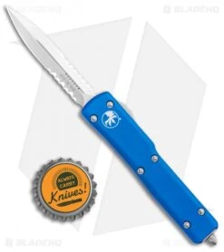 Microtech UTX-70 D/A OTF D/E Automatic Knife Blue (2.4" Stonewash Serr) -Microtech Microtech UTX 70 DA OTF DE Auto Blue SW Serr 147 11BL BHQ 98266 jr bottlecap 1