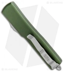 Microtech UTX-70 D/E OTF Automatic Knife OD Green CC (2.4" Satin) -Microtech Microtech UTX 70 DE Auto OD Green CC Satin BHQ 72318 jr side
