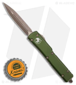 Microtech UTX-70 D/E OTF Automatic Knife OD Green (2.4" Bronze Apocalyptic) -Microtech Microtech UTX 70 DE OTF AK OD Green 2in Bronze Apocalyptic BHQ 176100 td size
