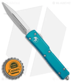 Microtech UTX-70 D/E OTF Automatic Knife Turquoise (2.4" Stonewash) -Microtech Microtech UTX 70 DE OTF AK Turquoise 2in SW BHQ 98264 td size
