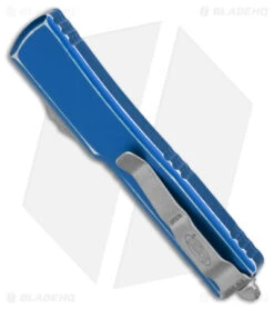 Microtech UTX-70 D/E OTF Automatic Knife Distressed Blue Alum (2.5" Apocalyptic) -Microtech Microtech UTX 70 DE OTF Auto Distressed Blue Apocalyptic BHQ 178834 jr side