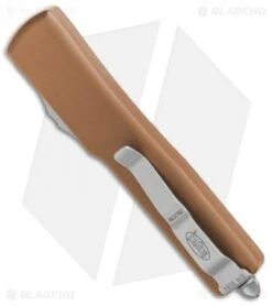 Microtech UTX-70 D/E OTF Automatic Knife Tan CC (2.4" Satin) 8 Microtech UTX-70 D/E OTF Automatic Knife Tan CC (2.4" Satin) -Microtech Microtech UTX 70 DE OTF Auto Tan CC Satin 147 4TA BHQ 83876 jr side