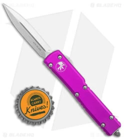 Microtech UTX-70 D/E OTF Automatic Knife Violet (2.4" Stonewash) -Microtech Microtech UTX 70 DE OTF Auto Violet SW BHQ 98265 jr bottlecap