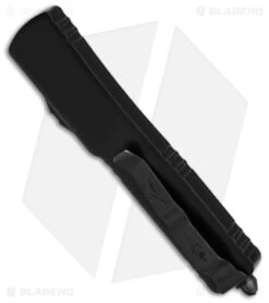 Microtech UTX-70 Hellohound OTF Tanto Knife Shadow Black (2.4" Black) 419-1 DLCT -Microtech Microtech UTX 70 Hellhound Shadow OTF Tanto Black 2in DLC Black BHQ 146752 td side