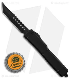 Microtech UTX-70 Hellohound OTF Tanto Knife Shadow Black (2.4" Black) 419-1 DLCT -Microtech Microtech UTX 70 Hellhound Shadow OTF Tanto Black 2in DLC Black BHQ 146752 td size