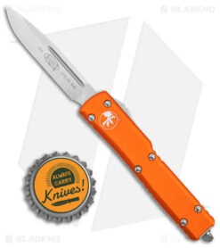 Microtech UTX-70 S/E OTF Automatic Knife Orange (2.4" Stonewash) 148-10OR -Microtech Microtech UTX 70 SE Auto OTF Orange SW BHQ 49733 jr bottlecap