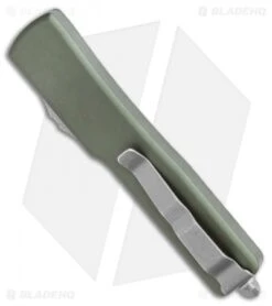 Microtech UTX-70 Tanto Automatic OTF Knife Green (2.4" Apocalyptic) 149-10AP -Microtech Microtech UTX 70 Tanto Automatic OTF Knife Green 2.4in Apocalyptic149 10AP BHQ 115735 LS Side