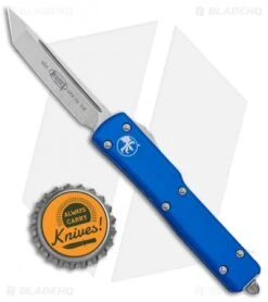 Microtech UTX-70 Tanto Automatic OTF Knife Blue (2.4" Stonewash) -Microtech Microtech UTX 70 Tanto Blue SW 149 10BL BHQ 98374 jr bottlecap