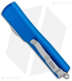 Microtech UTX-70 Tanto Automatic OTF Knife Blue (2.4" Stonewash) -Microtech Microtech UTX 70 Tanto Blue SW 149 10BL BHQ 98374 jr side