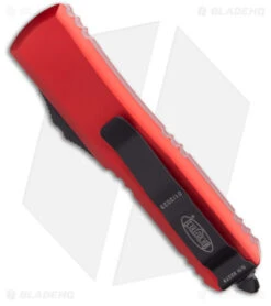 Microtech UTX-85 D/E OTF Automatic Knife Red (3.125" Black Full Serr) 232-3 RD -Microtech Microtech UTX 85 D E OTF Automatic Knife Red Black Full Serr 232 3 RD BHQ 181092 kc side