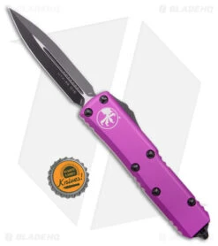 Microtech UTX-85 D/E OTF Automatic Knife Violet (3.2" Black) 232-1VI -Microtech Microtech UTX 85 D EOTF Automatic Knife Violet Black 232 1VI BHQ 181087 kc bottle cap