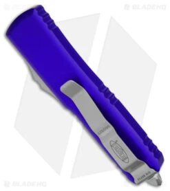 Microtech UTX-85 D/E OTF Automatic Knife Purple (3.1" Stonewash Serr) -Microtech Microtech UTX 85 DE AK Purple 3in SW Serr BHQ 174870 td side