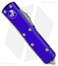 Microtech UTX-85 D/E OTF Automatic Knife Purple (3.1" Stonewash Serr) -Microtech Microtech UTX 85 DE AK Purple 3in SW Serr BHQ 174870 td spine