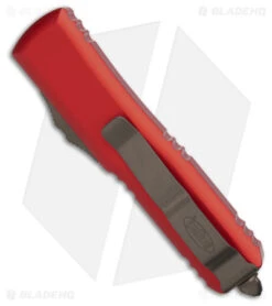 Microtech UTX-85 D/E OTF Automatic Knife Red (3.125" Bronze) 232-13RD -Microtech Microtech UTX 85 DE OTF AK Red 3in Bronzed BHQ 181685 td side