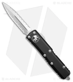 Microtech UTX-85 D/E OTF Automatic Double Serrated Knife Black (3.13" SW)