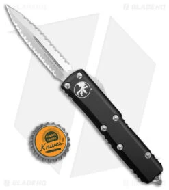 Microtech UTX-85 D/E OTF Automatic Double Serrated Knife Black (3.13" SW) -Microtech Microtech UTX 85 DE OTF Auto Black SW Double Serr BHQ 180397 jr bottlecap