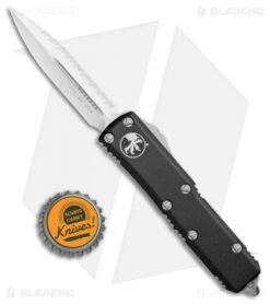 Microtech UTX-85 D/E OTF Automatic Knife Black (3.125" Satin Full Serr) -Microtech Microtech UTX 85 DE OTF Auto Black Satin Full Serr 232 6 BHQ 98519 jr bottlecap