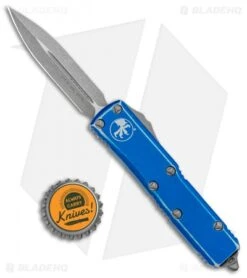 Microtech UTX-85 D/E OTF Automatic Knife Distressed Blue (3.125" Apocalyptic) -Microtech Microtech UTX 85 DE OTF Auto Distressed Blue Apocalyptic 232 10DBL BHQ 101659 jr bottlecap
