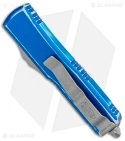 Microtech UTX-85 D/E OTF Automatic Knife Distressed Blue (3.125" Apocalyptic) -Microtech Microtech UTX 85 DE OTF Auto Distressed Blue Apocalyptic 232 10DBL BHQ 101659 jr side