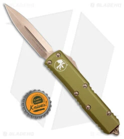Microtech UTX-85 D/E OTF Automatic Knife OD Green (3.125" Bronze) -Microtech Microtech UTX 85 DE OTF Auto OD Green Bronze BHQ 180398 jr bottlecap