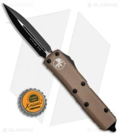 Microtech UTX-85 D/E OTF Automatic Knife Tan (3.125" Black) 232-1TA -Microtech Microtech UTX 85 DE OTF Auto Tan Black 232 1TA BHQ 81508 jr bottlecap 1
