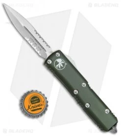 Microtech UTX-85 D/E OTF Auto Knife OD Green (3.125" Stonewash Serr) 232-11OD -Microtech Microtech UTX 85 DE OTF OD Green SW Serr 232 10 OD BHQ 80409 jr bottlecap 1