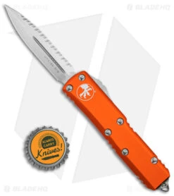 Microtech UTX-85 D/E OTF Automatic Knife Orange (3.1" Stonewash Serr) -Microtech Microtech UTX 85 DE OTF Orange SW Serr BHQ 174577 jr bottlecap