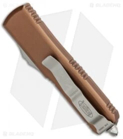 Microtech UTX-85 D/E OTF Automatic Knife Tan (3.125" Apocalyptic) 232-10APTA -Microtech Microtech UTX 85 DE OTF Tan Apocalyptic 232 10APTA BHQ 90231 jr side