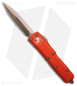 Microtech UTX-85 Dagger D/E OTF Auto Knife Orange Al (3.1" Serr Bronze) 232-15OR