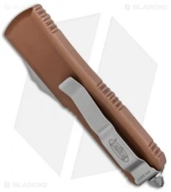 Microtech UTX-85 S/E OTF Automatic Knife Tan (3.125" Apocalyptic Serr) -Microtech Microtech UTX 85 SE OTF Auto Tan Apocalyptic Serr 231 11APTA BHQ 74108 jr side