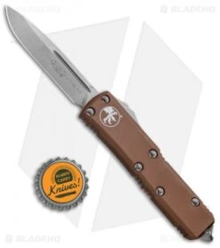 Microtech UTX-85 S/E OTF Automatic Knife Tan (3.125" Stonewash) -Microtech Microtech UTX 85 SE OTF Auto Tan SW 231 10TA BHQ 72336 jr bottlecap
