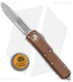 Microtech UTX-85 S/E OTF Automatic Knife Tan (3.125" Stonewash Serr) -Microtech Microtech UTX 85 SE OTF Auto Tan SW Serr 231 11TA BHQ 72341 jr bottlecap