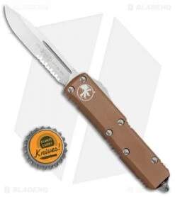 Microtech UTX-85 S/E OTF Automatic Knife Tan (3.125" Satin Serr) -Microtech Microtech UTX 85 SE OTF Auto Tan Satin Serr 231 5 TA BHQ 87563 jr bottlecap 1