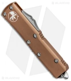 Microtech UTX-85 S/E OTF Automatic Knife Tan (3.125" Satin Serr) -Microtech Microtech UTX 85 SE OTF Auto Tan Satin Serr 231 5 TA BHQ 87563 jr spine