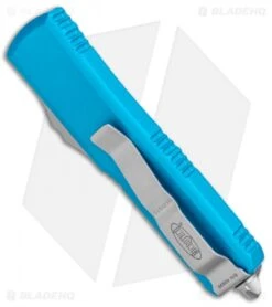 Microtech UTX-85 S/E OTF Automatic Knife Turquoise (3.125" Satin Serr) -Microtech Microtech UTX 85 SE OTF Auto Turquoise Satin Serr 231 5TQ BHQ 98793 jr side