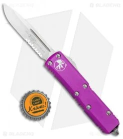 Microtech UTX-85 S/E OTF Automatic Knife Violet (3.125" Satin Serr) -Microtech Microtech UTX 85 SE OTF Auto Violet Satin Serr 231 5VI BHQ 97176 jr bottlecap