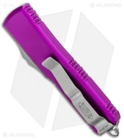 Microtech UTX-85 S/E OTF Automatic Knife Violet (3.125" Satin Serr) -Microtech Microtech UTX 85 SE OTF Auto Violet Satin Serr 231 5VI BHQ 97176 jr side